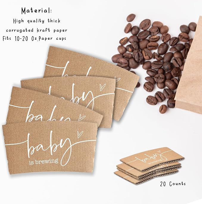 20 Counts A Baby Is Brewing, Coffee Cup Sleeves - Image 3