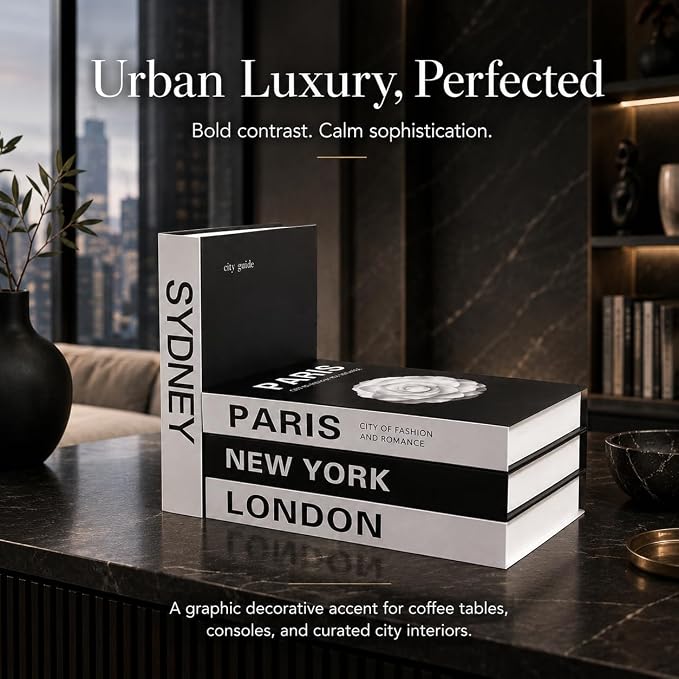 PROBENEX 4 Pcs Decorative Books | Faux Travel Coffee Table & Shelf Decor | - Image 8