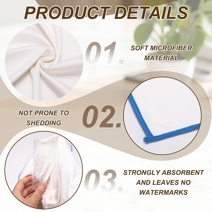 uxcell 2Pcs Glass Polishing Cloth, 15.7x11.8 Microfiber Cleaning Cloths Lint & - Image 3