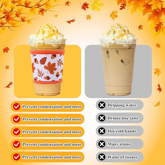 Potchen 16 Pack Reusable Iced Coffee Cup Sleeves Neoprene Insulated Drink Cup - Image 4