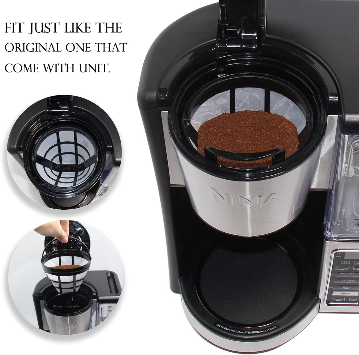(4-Pack) No.4 Cone Reusable Replacement Coffee Maker Basket Filter Compatible with Cuisinart, Ninja Coffee Bar Brewer Filters, Fit Most 8-12 Cup Basket Drip Coffee Machine, BPA Free