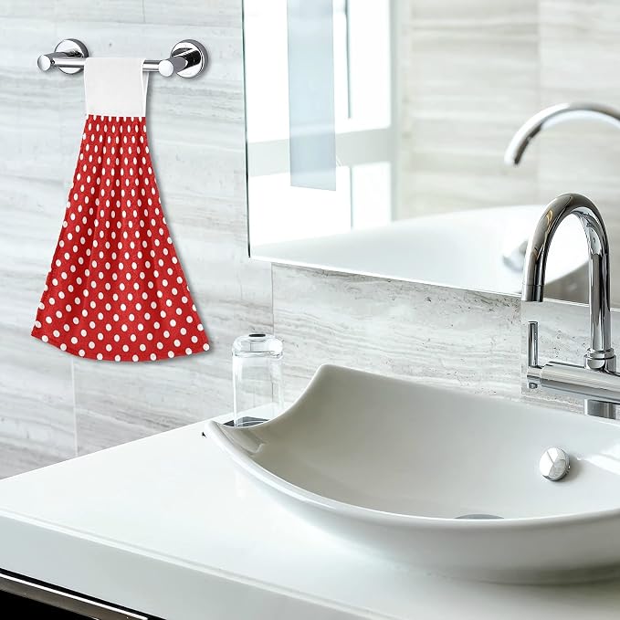 Dussdil Red White Polka Dot Kitchen Hanging Towel 12 x 17 in, Bath Hand - Image 7