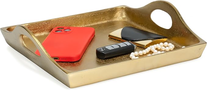 Red Co. 11 inch Square Textured Aluminum Decorative Bar/Vanity/Serving Tray - Image 2