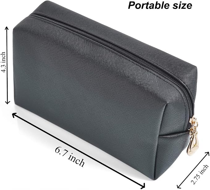 PU Leather Cosmetic Bag for Women Minimalism Makeup Bag for Daily Use Portable - Image 2