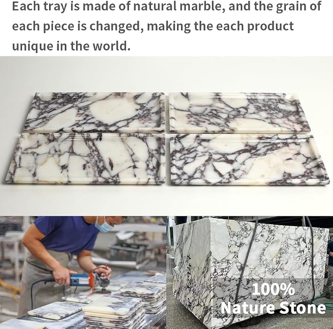 DUANYAN Natural Marble Tray, Coffee Table, Paper Cup, Cake Display, Coffee bar - Image 3