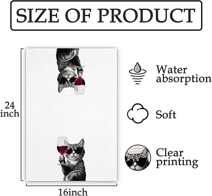 Funny Cat Kitchen Towels, Cat Bar Dish Towels, Gifts - Image 7