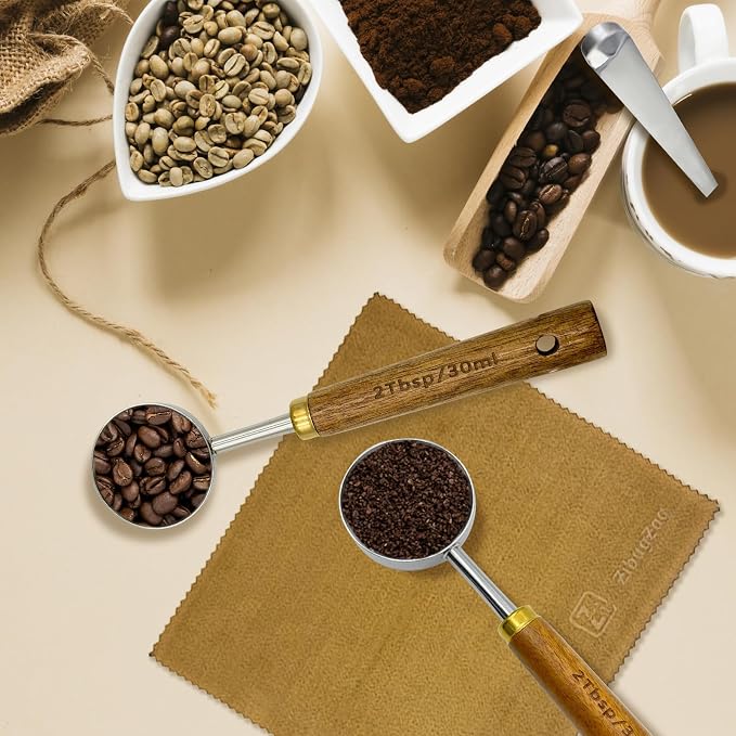 Coffee Scoop with Wooden Handle 2 Tbsp 304 Stainless Steel Measuring Tablespoon - Image 5