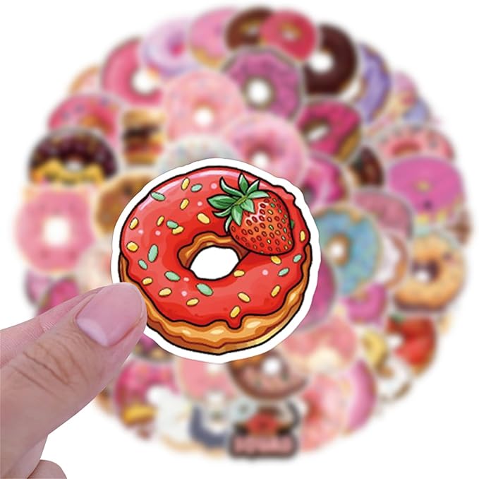 Cute Donut Stickers 50PCS Doughnut Funimost Waterproof Vinyl Stickers - Image 2