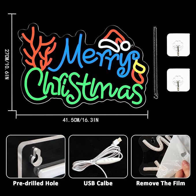 Merry Christmas Neon Sign Dimmable LED Merry Christmas Light Sign - Image 2