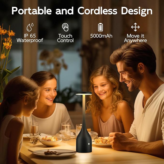 Yogaret 2 Pack Rechargeable Table Lamps Cordless, 5000mAh Battery Operated LED - Image 3