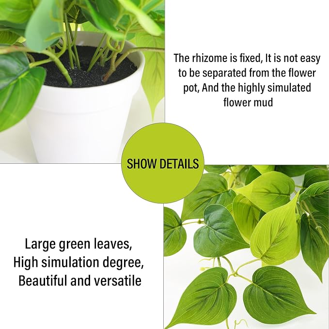 Tiita 1 Pack Fake Plants Artificial Scindapsus Aureus in Pots, Realistic Fake - Image 3