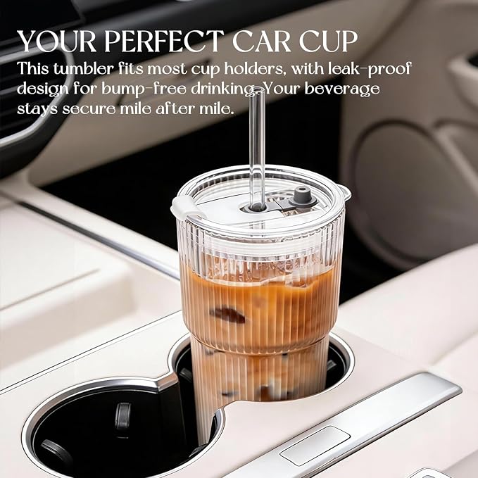 KEMORELA 6-Pack 20 oz Ribbed Glass Tumblers - Image 9