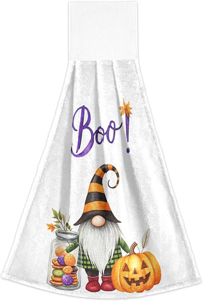 Halloween Gnomes BOO Kitchen Hanging Towel 12 x 17 Inch Pumpkin Maple Leaves - Image 6