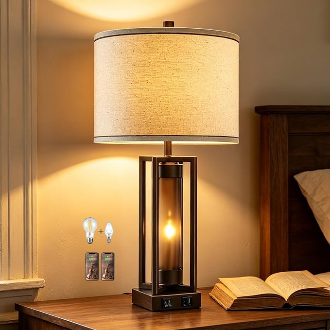 Rustic Farmhouse Table Lamps for Living Room by RORIANO