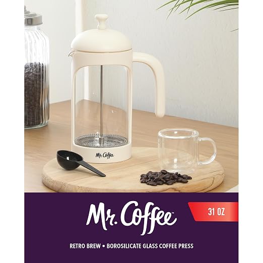 Mr. Coffee Retro Brew French Press Coffee Maker, 31-Ounce Glass Carafe - Image 2