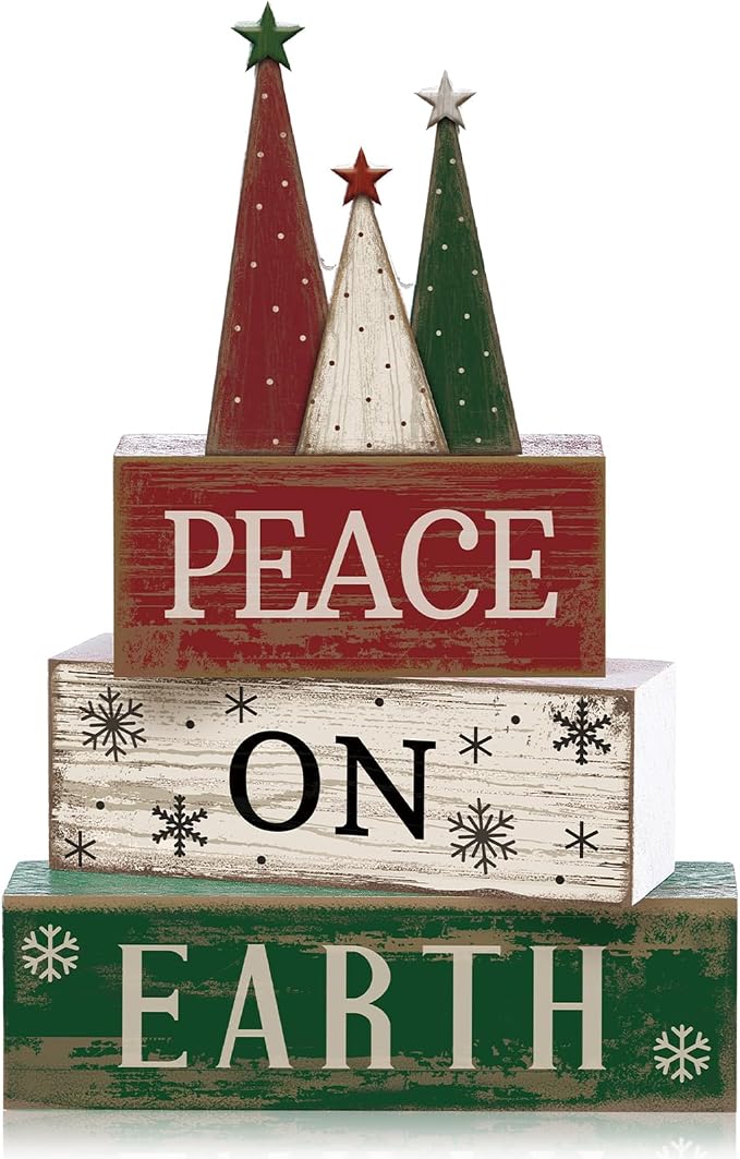 Lineshading 4 Pcs Christmas Table Decoration Wooden Christmas Tree Sign Winter by Lineshading