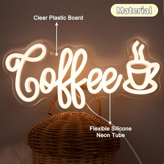 Coffee Neon Sign, Dimmable Neon Light Sign, LED Letters Light up Signs - Image 6