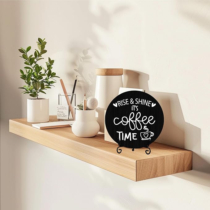 Coffee Desk Decor Sign, Farmhouse Wood Plaque, It Is Coffee Time Wood Sign - Image 6