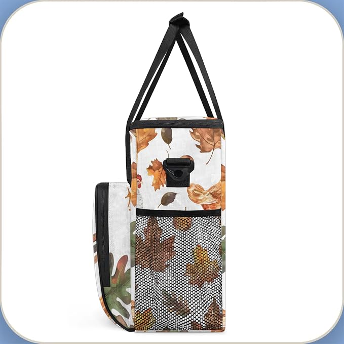 Fall Maple Leaf Rooster Coffee Maker Carring Bag, Large Insulated Storage - Image 4