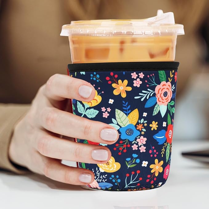 Reusable 3-Pack Iced Coffee Cup Sleeve, Insulated Neoprene, Beverage Holder - Image 3
