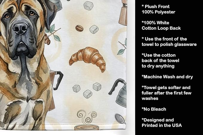 Caroline's Treasures Brindle English Mastiff Coffee Bar Kitchen Towel Velour - Image 4