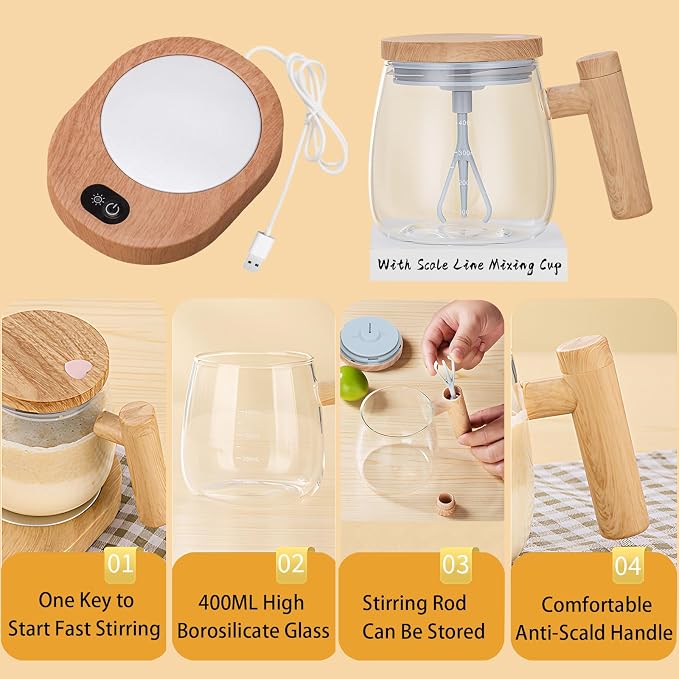 Self Stirring Mug, 400ML Self Stirring Coffee Mug Electric Mixing Mug High - Image 2