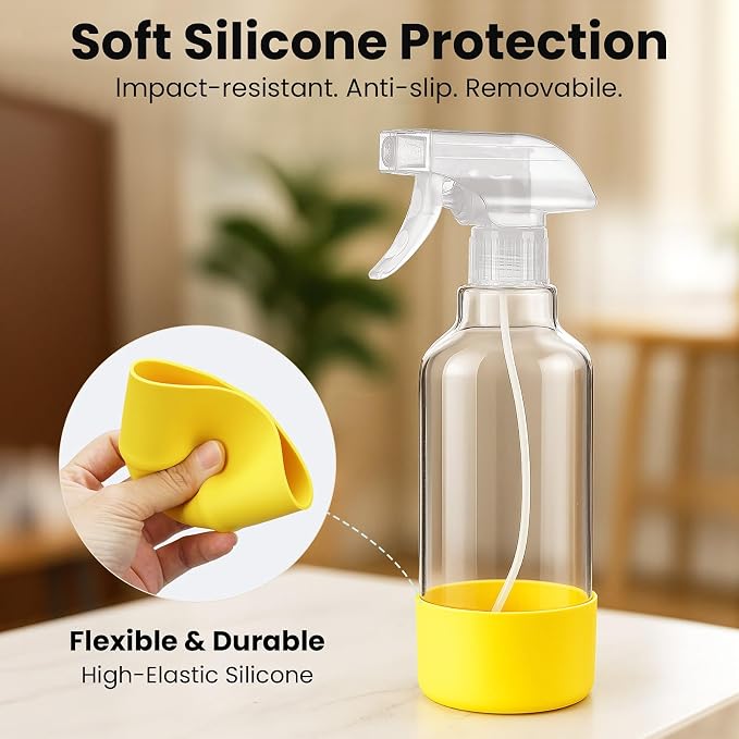 Glass Spray Bottles with Silicone Sleeve 16.9oz 2 Pack Empty Spray Bottle - Image 4