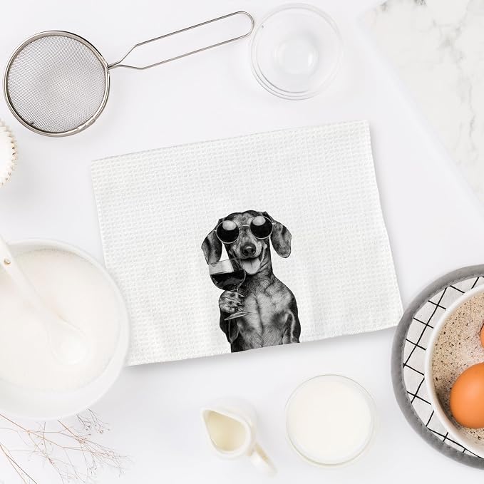 Dachshund Gifts Wine Dog Kitchen Towels, Gifts - Image 6