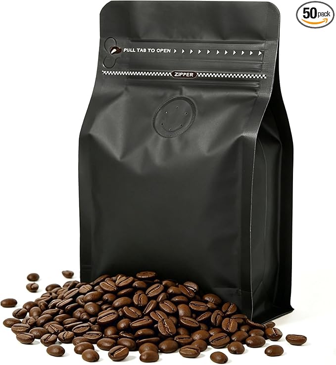 50pcs Coffee Bags with Valve by LOBUJOU