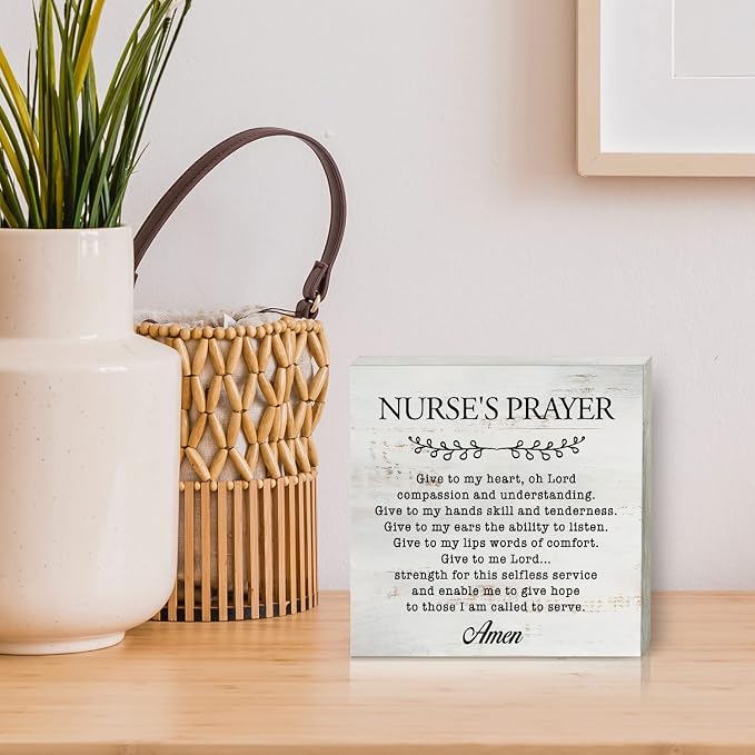 Nurse's Prayer Wood Box Sign Home Decor Rustic Nurse Wooden Box Sign Block - Image 5
