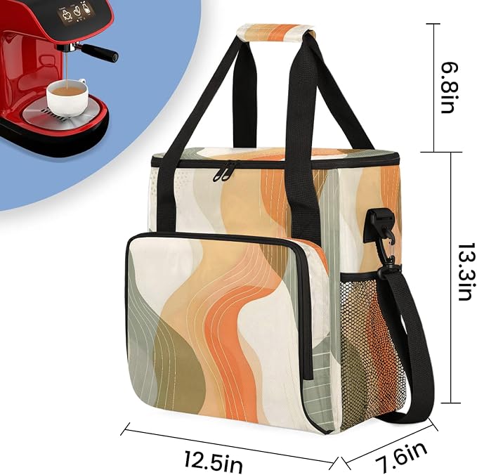 Abstract Aesthetic Coffee Maker Carring Bag, Large Insulated Storage Organizer - Image 2