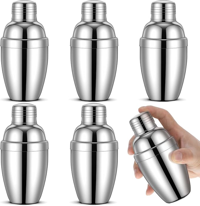 6 Pcs Mini Cocktail Shaker, 8 oz Professional Stainless Steel Martini Drink by Unknown