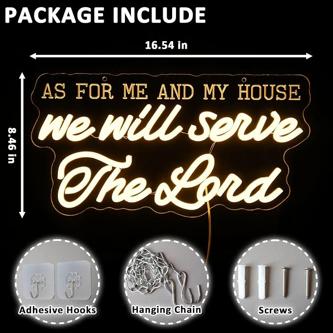 Christian Neon Sign for Wall Decor Dimmable As for Me And My House We Will - Image 2