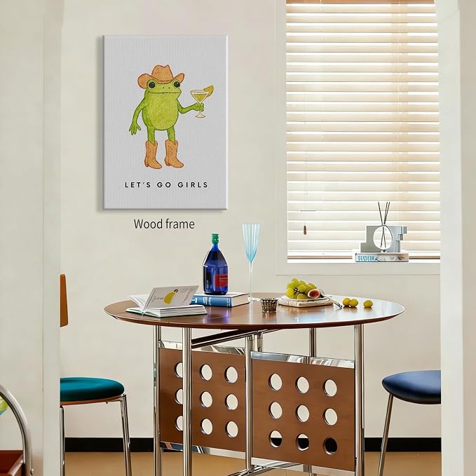 Wrapped Framed Funny Western Cowboy Frog Wall Art 20x30 inch Rustic Farmhouse - Image 6
