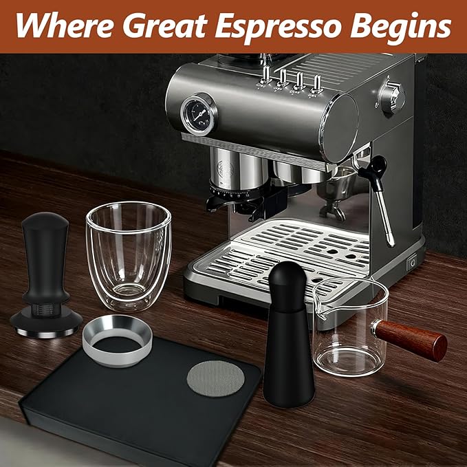 7 Pcs 51mm Espresso Accessories Kit, Spring Loaded Calibrated Tamper, WDT Tool - Image 7