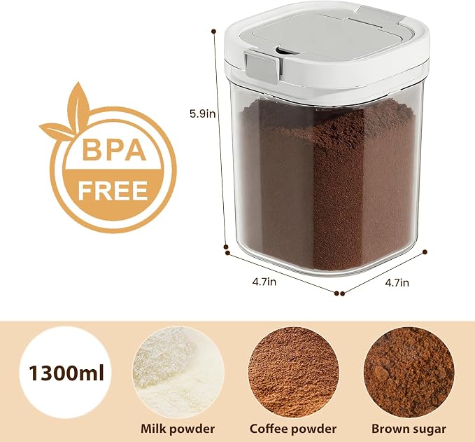 Coffee Storage Airtight Canister -43.9oz Sugar Kitchen Food Storage Jar BPA Free - Image 3