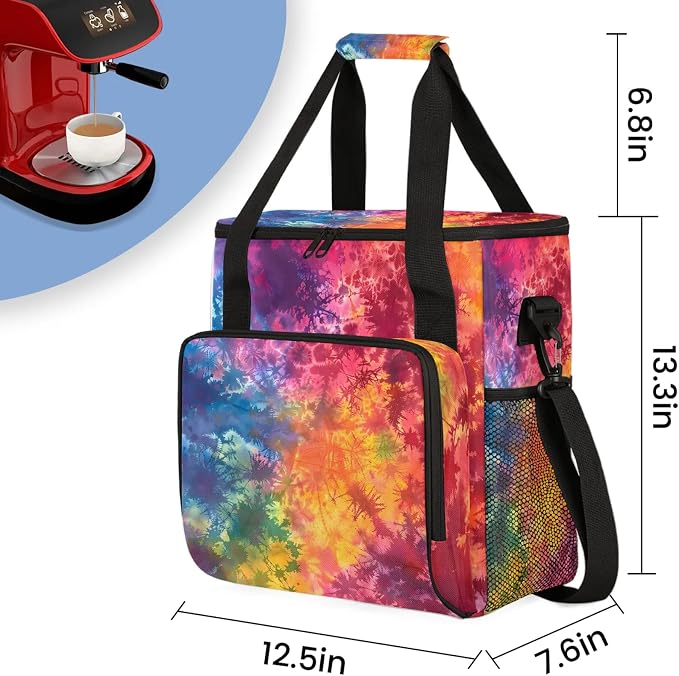 Tie Dye Rainbow Colorful Abstract Coffee Maker Carring Bag, Large Insulated - Image 2