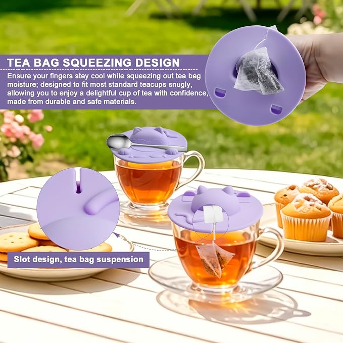 4 Pcs Tea Bag Holder & Squeezer 4 Inch SiliconeTea Bag Squeezer Dishwasher Safe - Image 3
