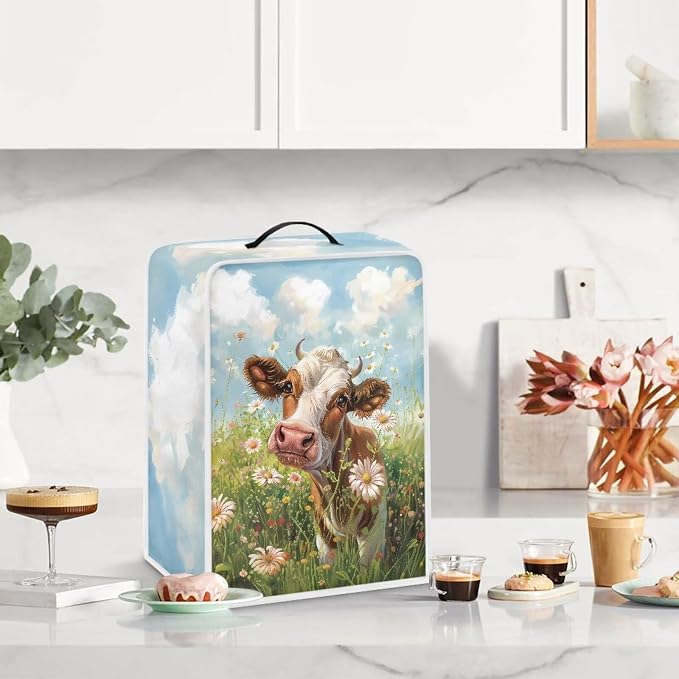 Cow Daisy Coffee Maker Cover Washable Kitchen Appliance Covers Waterproof - Image 3