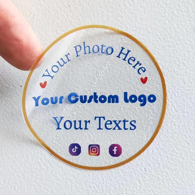 30 to 1000pcs Custom Clear Stickers Personalized Logo Labels Round Transparent by customizedstickerlabels