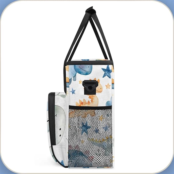 Cute Dino Rainbow Coffee Maker Carring Bag, Large Insulated Storage Organizer - Image 4