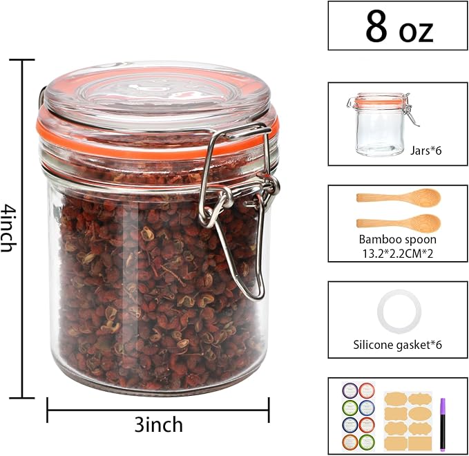 Flrolove 8 oz Small Airtight Glass Jars - Image 2