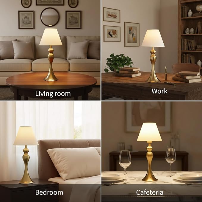 Cordless Table Lamp, Portable Fabric Shade LED Desk Lamps, 5200mAh Battery - Image 5