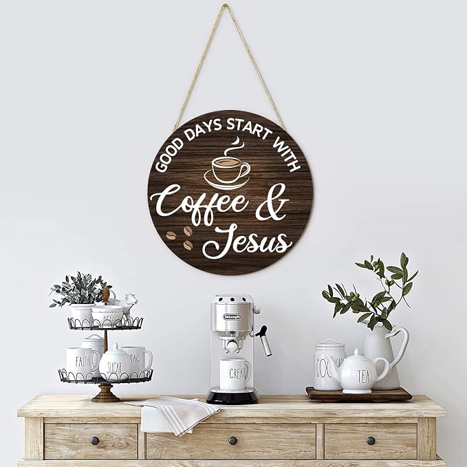 HMASYO Wood Coffee Signs, Good Days Start - Image 2