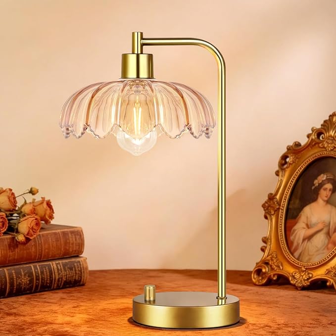 ILLMTW Glass Table Lamp Set of 2, Small Gold Bedside Lamps Dimmable Boho - Image 8