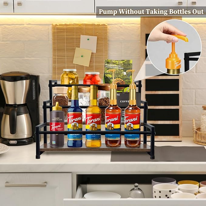 3 Tier Coffee Syrup Organizer 15 Syrup Bottle Holder Coffee Syrup Rack - Image 3