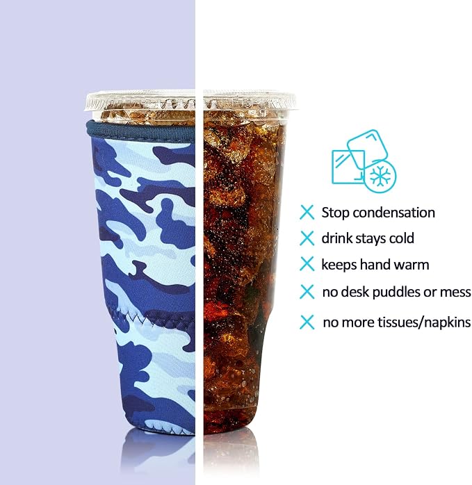 Patelai 4 Pieces Reusable Iced Coffee Sleeve Cup Insulator - Image 5