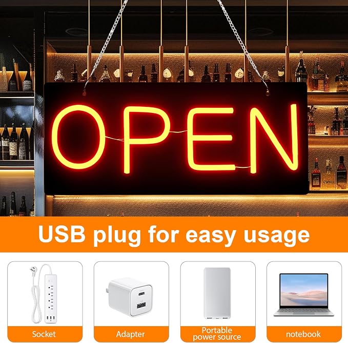 Led Open Signs for Business, Open and Close Double sided Witching, Powered by - Image 4