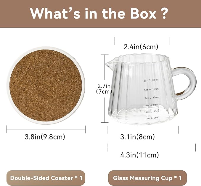 Glass Measuring Cup 6OZ, Espresso Accessories, Expresso Shots Cup, Espresso - Image 2