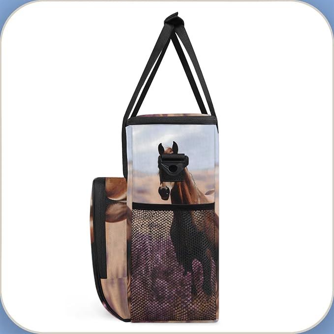 Horse Lavender Coffee Maker Carring Bag, Large Insulated Storage Organizer Case - Image 4